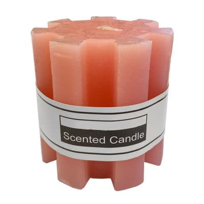 2 x SCENTED PILLAR CANDLES WAX PINK SHAPED ROSE wick christmas home