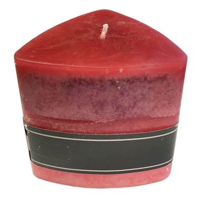 2 x SCENTED PILLAR WAX CANDLE TRIANGULAR PINK ROSE party wick home christmas