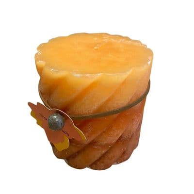 2 x SCENTED PILLAR WAX CANDLES SHAPED ORANGE SPICE wick christmas party home