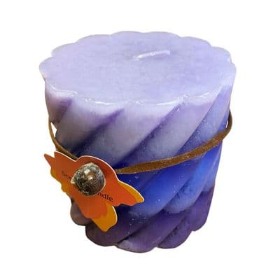 2 x SCENTED PILLAR WAX CANDLES SHAPED PURPLE LAVENDER wick christmas home