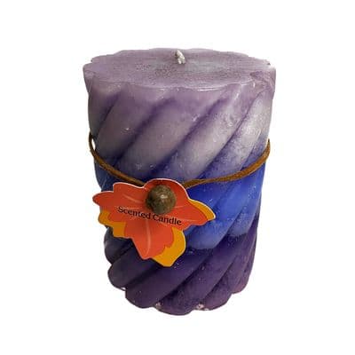 2 x  SCENTED WAX PILLAR CANDLES SHAPED PURPLE LAVENDER wick christmas home