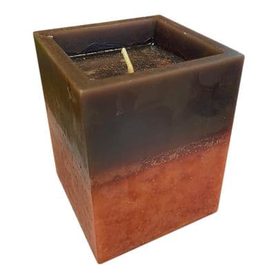 2 x SCENTED WAX PILLAR CANDLES SQUARE ORANGE home party candle