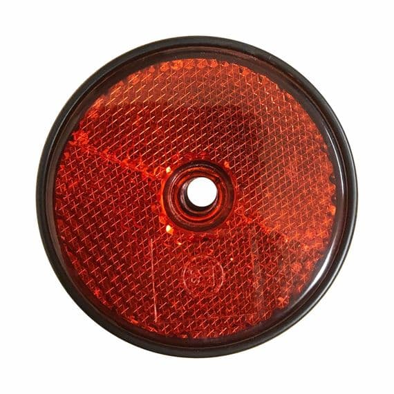 2 x SCREW ON RED REFLECTORS - 85mm dia trailer van caravan motorhome boat