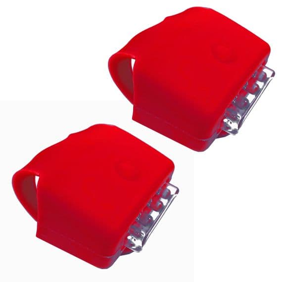 2 x SILICONE BIKE LIGHT MULTIFUNCTION 4 LED BRIGHT clip bicycle torch mountain