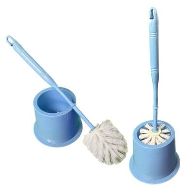 2 x Toilet Brush with Holder Set Cleaning Bristles Bathroom Shower Blue