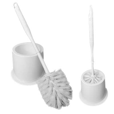 2 x Toilet Brush with Holder Set Cleaning Bristles Bathroom Shower White