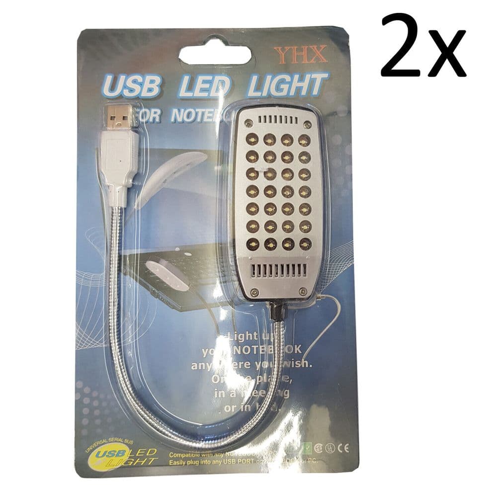 2 x USB POWERFUL LED LIGHT laptop computer home office stationary
