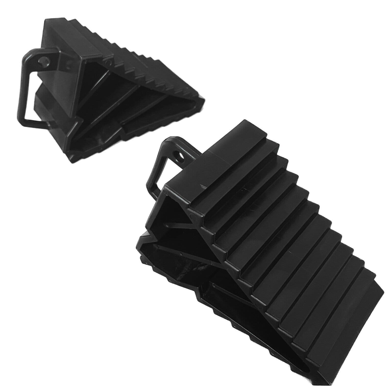 4 X Wheel Chocks With Handle Pair Caravan Motorhome RV Car Trailer Truck Black