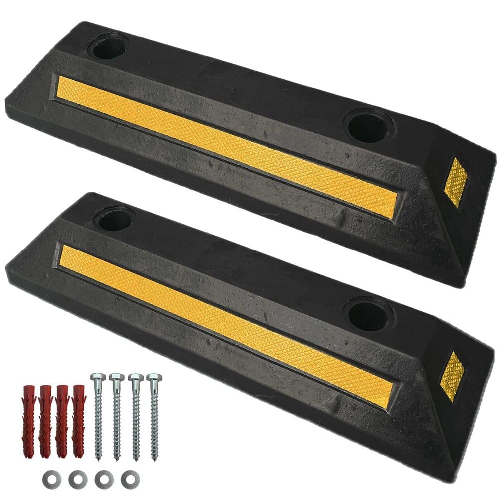 2 x Wheel Stopper Heavy Duty Garage Parking Stop Assist Block Car Truck ...