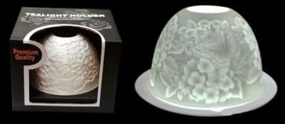 2 x WHITE PORCELAIN CHINA TEA LIGHT CANDLE HOLDER BOWL WITH SAUCER roses