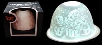 2 x WHITE PORCELAIN CHINA TEA LIGHT CANDLE HOLDER BOWL WITH SAUCER snowmen