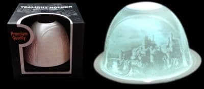 2 x WHITE PORCELAIN CHINA TEA LIGHT CANDLE HOLDER BOWL WITH SAUCER village