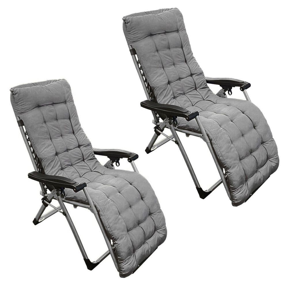 2 x ZERO GRAVITY RECLINER CHAIRS CUSHIONS garden reclining sun lounger