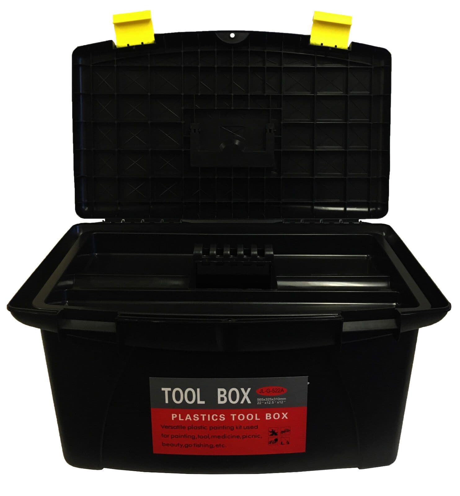 22" PLASTIC TOOL STORAGE BOX with HANDLE garage diy work car caravan boat