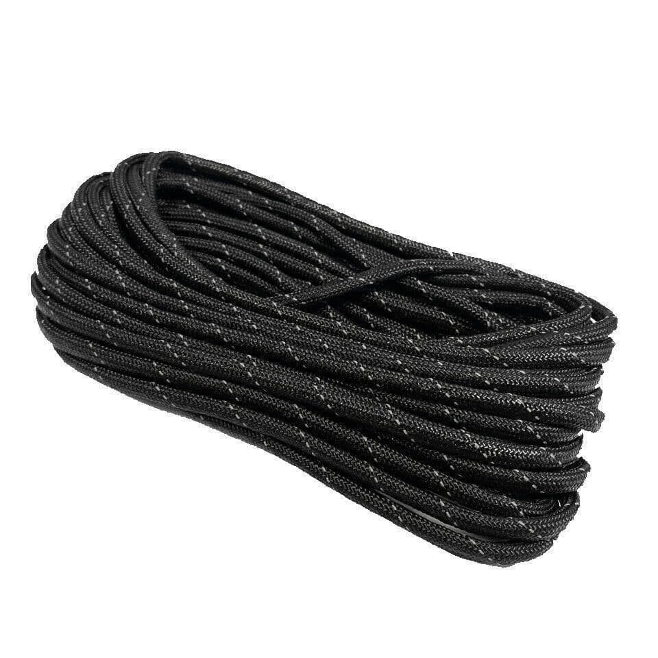 25 feet x 1/8" BLACK REFLECTIVE PP TENT GUYLINE ROPE PARACORD guy line awning