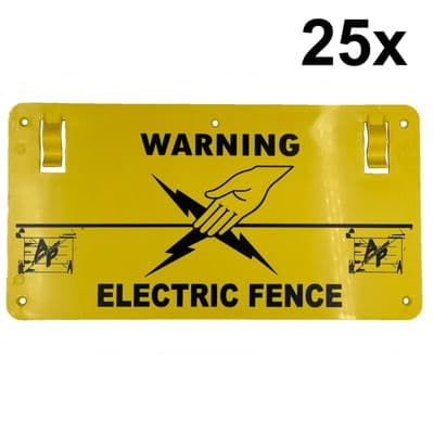 25 x Warning Electric Fence Sign Printed both sides equestrian farm agricultural