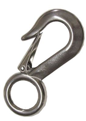 28mm STAINLESS STEEL MARINE LARGE EYE HOOK with SAFETY CATCH boat rope deck