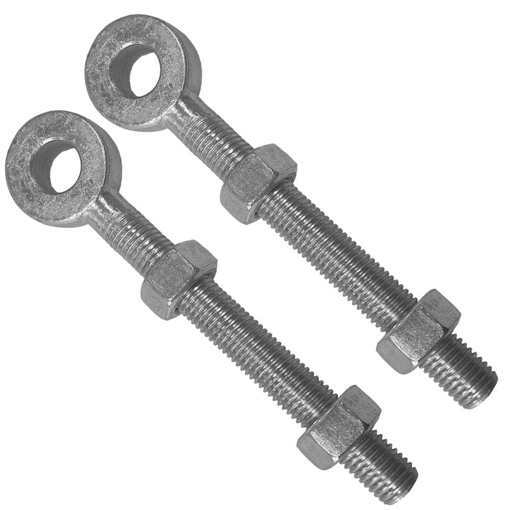 2x Adjustable Gate Hinge Eye Bolts & Nuts 10mmx 100mm Adjustable Swing