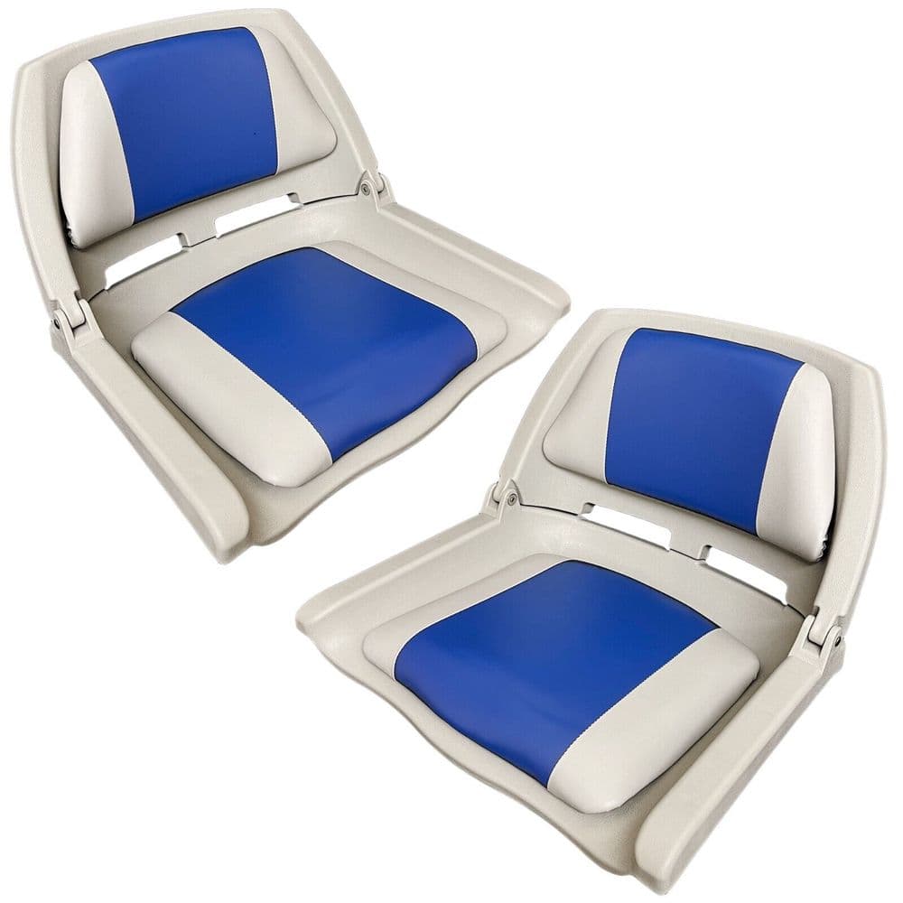 2x Klappboot Sitz Gepolstert Marine Vinyl Grau & Rot Yacht