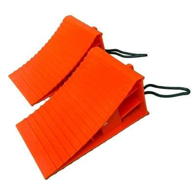 2x Wheel Chock with Handle & Rope Large Car Caravan Motorhome Camper Van Trailer