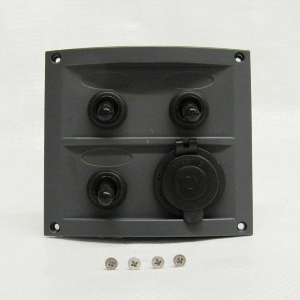 3 GANG 12v SPLASHPROOF MARINE SWITCH PANEL CIGARETTE SOCKET - ROCKER ...