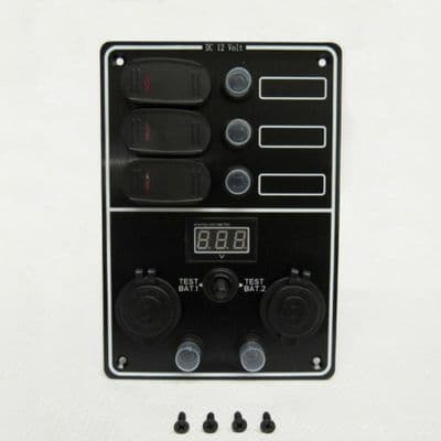 3 GANG 12v WATER RESISTANT SWITCH PANEL WITH CIRCUIT BREAKER marine boat car