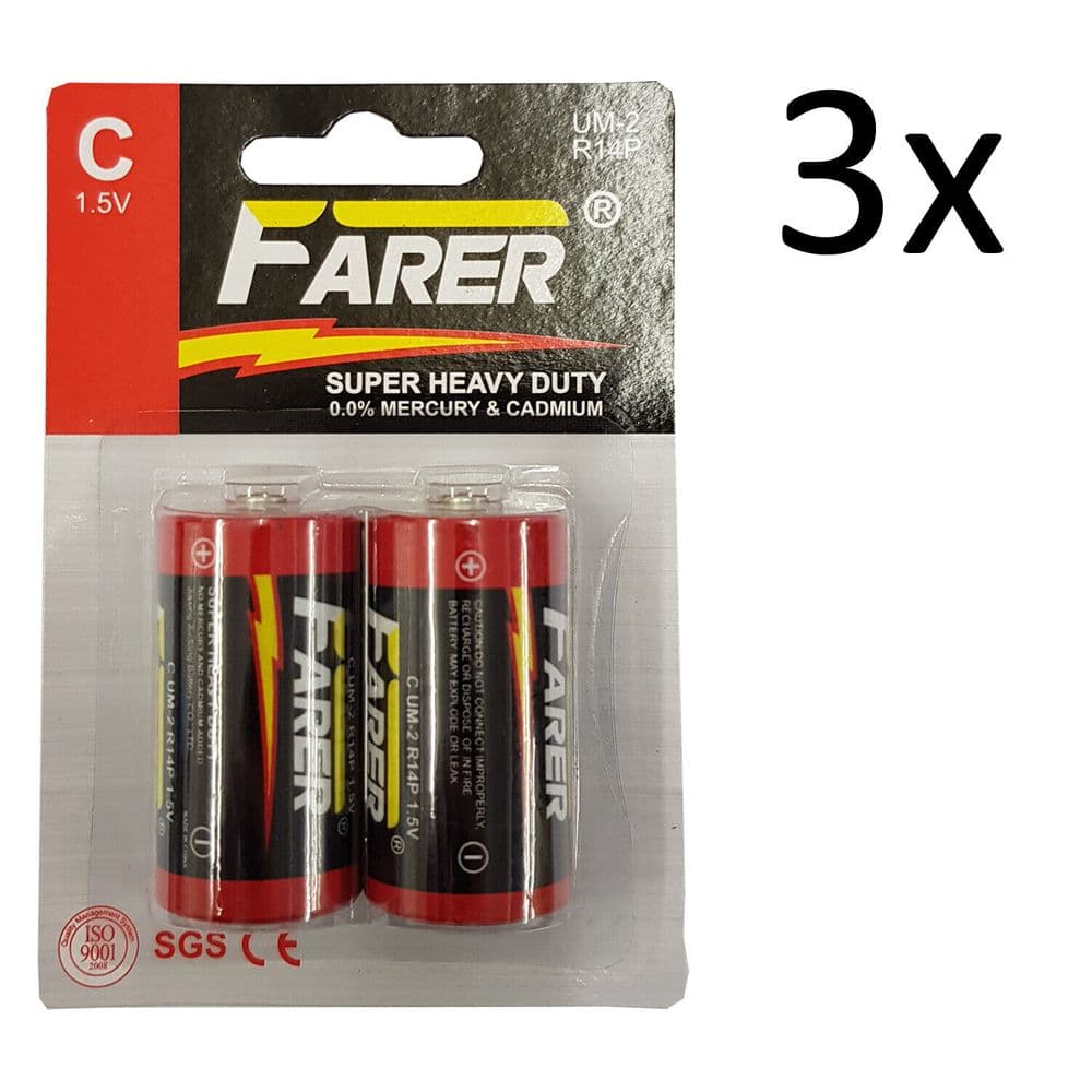 3 packs 6 batteries Type C BATTERIES torch radio light lamp