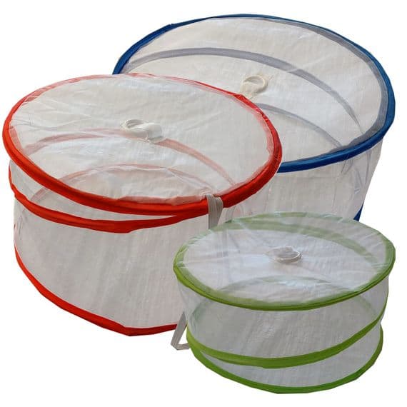 3 piece FOLDING FOOD COVER SET picnic party bbq cake caravan motorhome