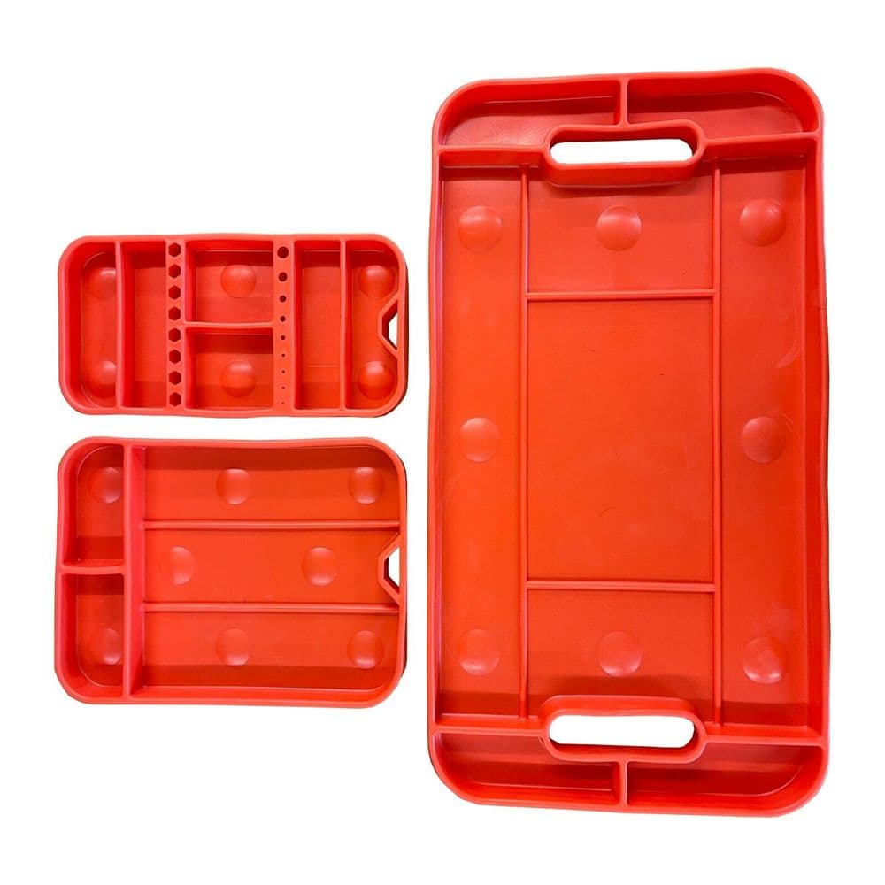 3 piece SUPER GRIP NON SLIP FLEXIBLE TOOL STORAGE TRAYS garage diy