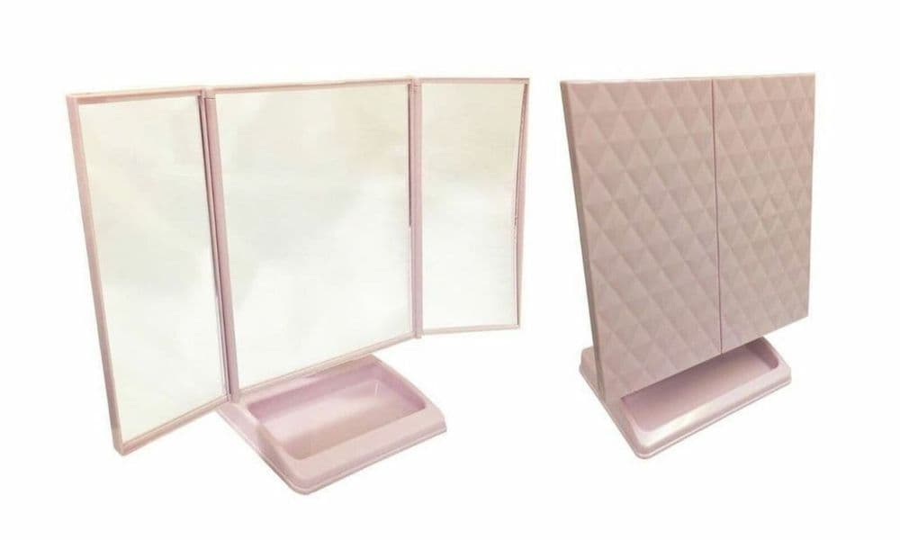 3 way FOLDING DRESSING TABLE SWIVEL VANITY MIRROR STORAGE 360 degree