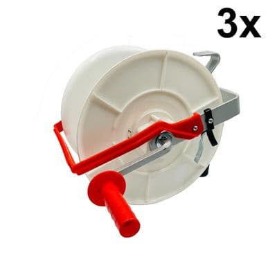 3 x 3:1 Geared Reel Electric Fencing Tape and Wire Handheld Mounted equestrian