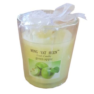 3 x GREEN APPLE SCENTED WAX CANDLES in JAR