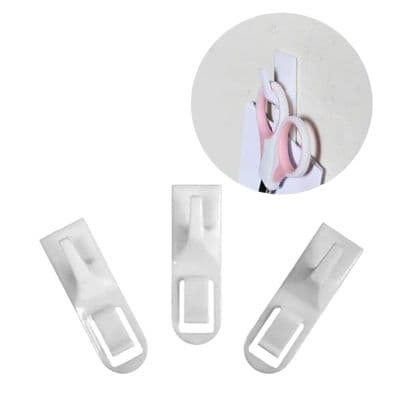 3 x Self Adhesive Hooks Wall Hanger Multi Purpose Sticky Coat Key Note Bathroom