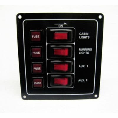 4 GANG 12v WATER RESISTANT MARINE SWITCH PANEL boat yacht fishing
