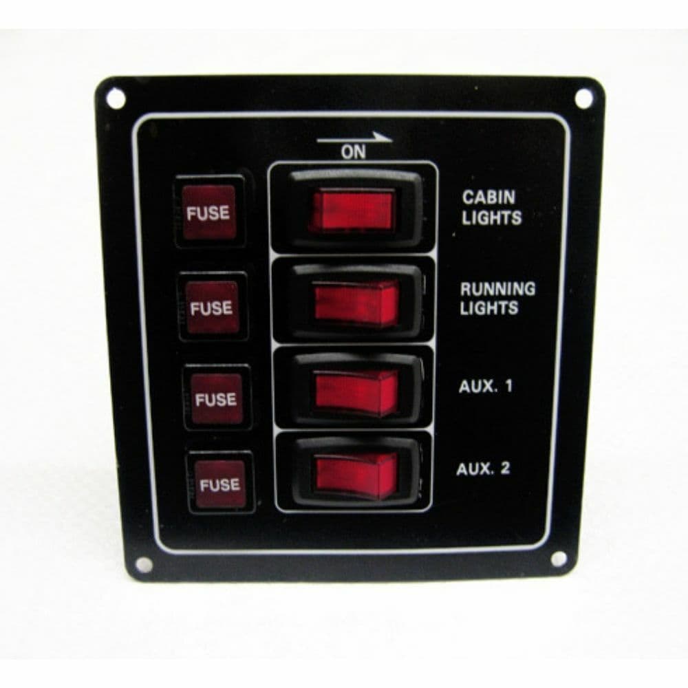 4 GANG 12v WATER RESISTANT MARINE SWITCH PANEL boat yacht fishing