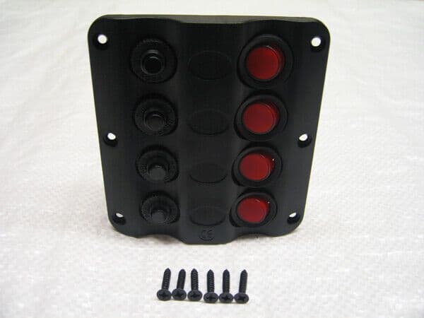 Pannello 4 Interruttori On/Off 12 Volt Neri Per Camper, Roulotte, Acqua Pompa - NOS