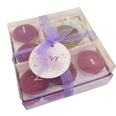 4 PACKS (20 candles) PURPLE WAX TEA LIGHT CANDLE SET christmas party present