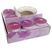 4 PACKS (20 candles) PURPLE WAX TEA LIGHT CANDLE SET christmas party present