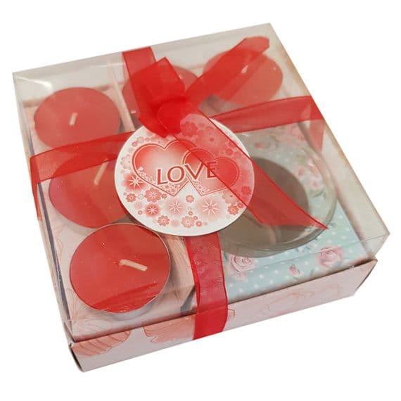 4 PACKS (20 candles) RED WAX TEA LIGHT CANDLE SET christmas party present
