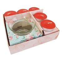 4 PACKS (20 candles) RED WAX TEA LIGHT CANDLE SET christmas party present