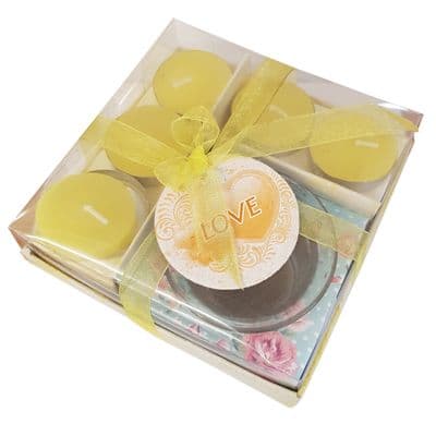 4 PACKS (20 candles) YELLOW WAX TEA LIGHT CANDLE SET christmas party present