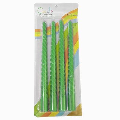 4 x 250mm long GREEN WAX CANDLES birthday party