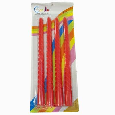 4 x 250mm long RED WAX CANDLES birthday party
