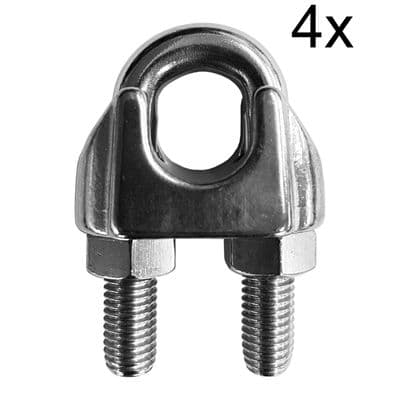 4  x 3mm STAINLESS STEEL WIRE ROPE GRIPS marine yacht rigging boat