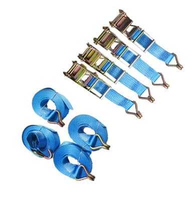 4 x 75mm x 15 metre RATCHET LASHING STRAPS MBL 10T Tie Down Claw Hook trailer