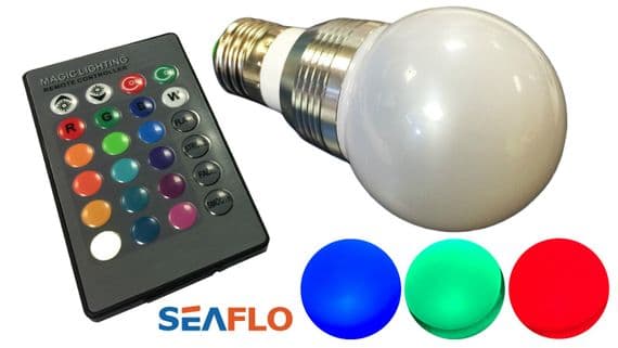 4 x COLOUR CHANGING E27 LED LIGHT BULB with REMOTE CONTROL 16 colours x 4 modes