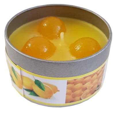 4 x LEMON FRAGRANCE WAX CANDLE in TIN christmas party