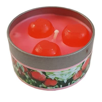 4 x PEACH FRAGRANCE WAX CANDLE in TIN christmas party