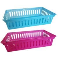 4 x PLASTIC STORAGE BASKETS ORGANISER office kitchen fruit paper documents