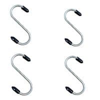 4 x RUBBER TIPPED S HANGING HOOKS diy garage home kitchen caravan motorhome boat